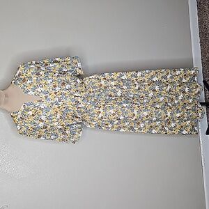Ann Taylor Floral Midi Dress - Yellow and Blue